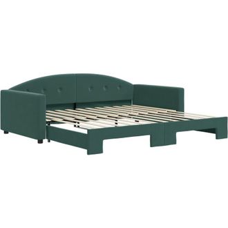 vidaXL Sof&aacute; Cama Nido Terciopelo Verde Oscuro 100x200 Cm Vidaxl