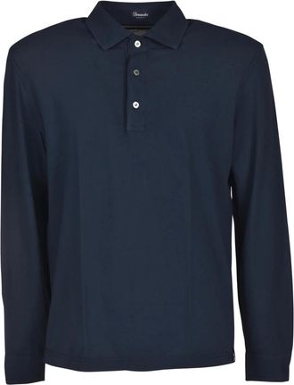 Drumohr Polo Shirt met Lange Mouwen - Heren - Polos - Blauw - M - Katoen - Tops