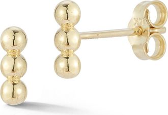 Ember Fine Jewelry 14K Gold Triple Beaded Studs