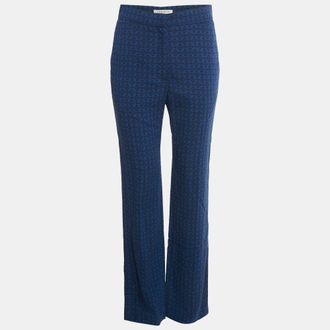 Sandro Blue Jacquard Crepe Amparo Pants