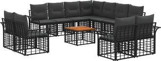 vidaXL Conjunto De Sof&aacute;s De Exterior 12 Uds. Negro Y Gris Oscuro Vidaxl