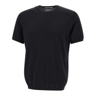 KANGRA Round-neck Knitwear, male, Black, Size: 2XL Silk and Cotton T-Shirt