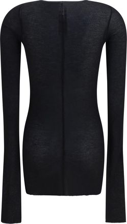 Rick Owens Womens Long-Sleeve Top Black Viscose; Silk