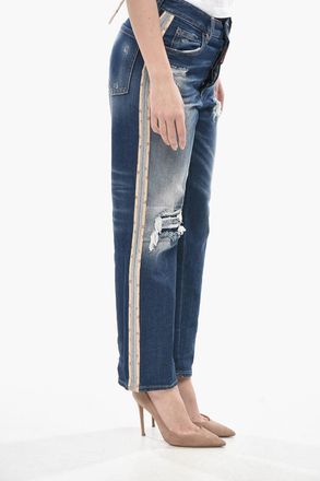 Dsquared2 Distressed Jeans with Floral Detail 20cm Dsquared2