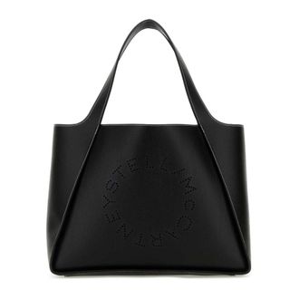 Stella McCartney Stella McCartney, Tote Bags, female, Black, Size: ONE SIZE Logo Tote Bag Embossed Grainy Alter Mat