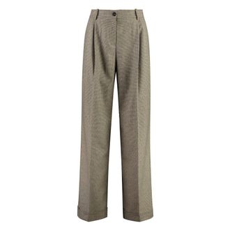 Pinko Wide Trousers, female, Brown, S, Wide Leg Wool Trousers