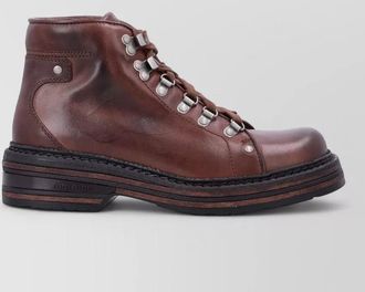 Miu Miu leather lace-up ankle boots