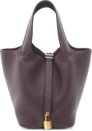 Herm&egrave;s Borsa tote PM Picotin Lock Clemence 2022 - Rosso