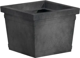 Monacis Jarr&oacute;n Cuadrado Decorativo Cl&aacute;sico Tradicional De 48x48 Cm Y 38 Cm De Alto, En Pol&iacute;merode Color Antracita, Ideal Para Plantas En Jardines Y Terrazas