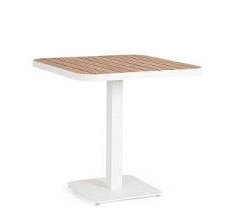 Outdoor Living Mesa de aluminio con lamas 75x75x75h Blanco
