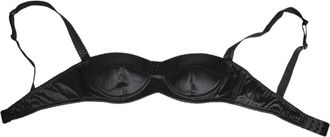 Dolce & Gabbana Womens Black Silk Satin Wireless Lingerie Bra Underwear Clothing