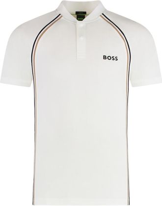 HUGO BOSS White Striped Logo Polo