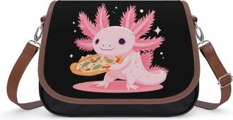 Generic Axolotl And Pizza Small Womens Crossbody Bags Shoulder Handbag with Adjustable Strap for Travel