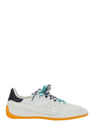 Palm Angels pa 5 White Low Top Sneakers With Logo Patch On The Tongue And Contrasting Heel With Logo In Leather Man