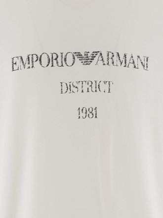Emporio Armani Mens Cotton T-Shirt With Logo White T-Shirts And Polos