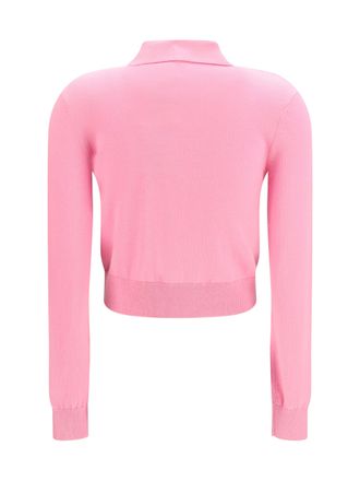 Self Portrait Floral Embroidered Wool Cardigan - Pink