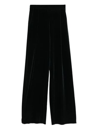 Amazuìn wide-leg high-waisted trousers - women - Velvet - One Size - Black