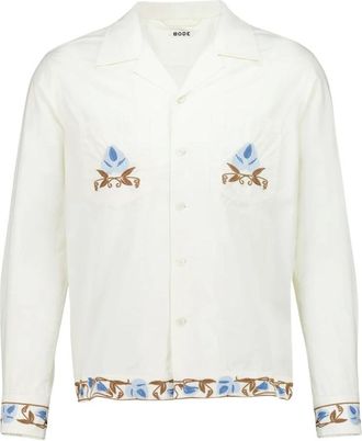 Bode Overhemden, Heren, Beige, M, Katoen, Nouveau Vine Lange Mouw