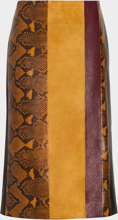 Proenza Schouler Sirine Colorblock Pyhton-Print Leather Skirt