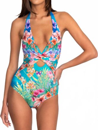 Johnny Was Twist Keyhole One Piece Swimsuit In Water Tropic