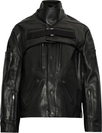 Rick Owens Leren jas met kraag - Heren - Leren en Su&egrave;de Jassen - Zwart - L - Katoen - Jassen