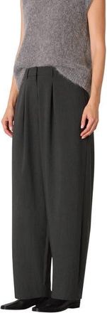 Whistles Wool Blend Barrel Pants in Dark Grey at Nordstrom, Size 14