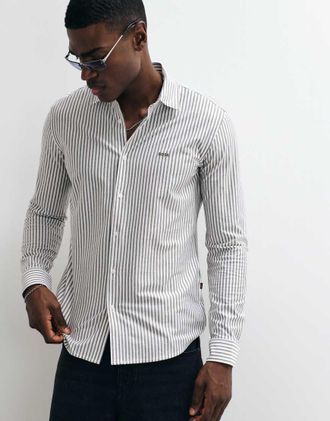 Boss Orange by Hugo Boss My soft - Camicia slim verde a righe