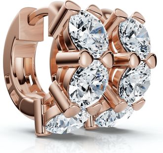 Pompeii3 3Ct Diamond Huggie Hoop Earrings 14k Gold 1/2 Tall Lab Grown EF/VS