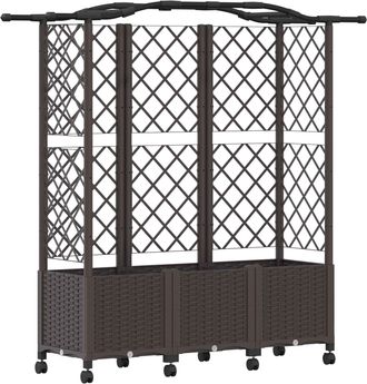 vidaXL Cama Elevada Con Trellis Y Techo Marr&oacute;n 163 X 40 X 144 Cm Pp Vidaxl