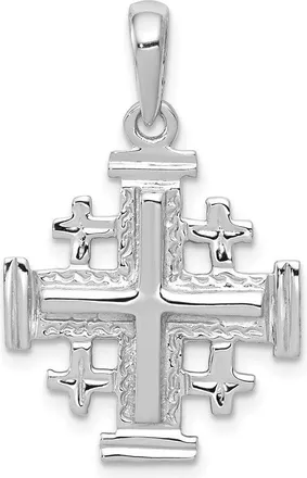 Diamond2Deal 14k White Gold Jerusalem Cross Pendant