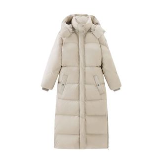 Woolrich Parkas, female, Beige, Size: M Long Parka in Milky Cream