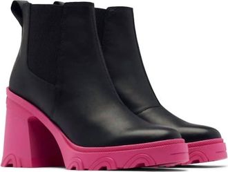 Sorel Womens Brex Waterproof Platform Block Heel Chelsea Boot In Black Cactus Pink