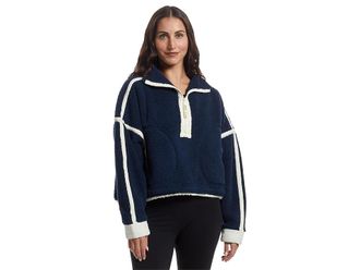 Free People Movement Mountain High 1/2 Zip Womens Coat Navy Combo : LG (Womens 12-14), Polyester