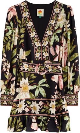 Farm Rio Floral-print Belted Mini Dress - Black - XS (UK6 / XS)