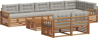 vidaXL Conjunto De Sof&aacute;s De Exterior 9 Uds. Gris Natural Y Claro Vidaxl