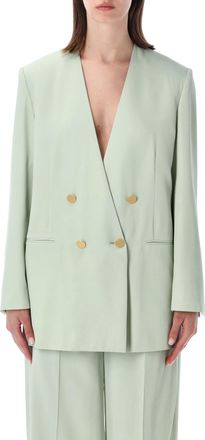 Alberta Ferretti Doppiopetto Gold Button Structured Blazer