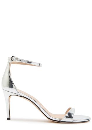 Stuart Weitzman Stuart Weitzman Nudist II 75 Metallic Leather Sandals - Silver - 37 (IT37/ UK4)