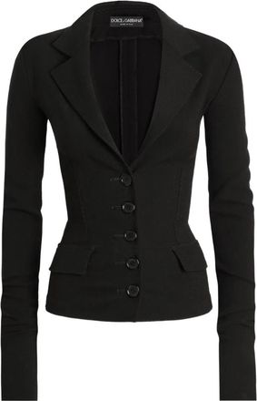 Dolce & Gabbana Enkelrijige jas van wollen canvas - Dames - Blazers - Zwart - L - Wol - Jassen