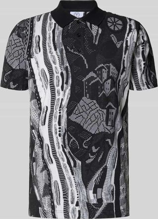 Carlo Colucci Regular Fit Poloshirt mit kurzer Knopfleiste in Anthrazit Melange, Größe XXL