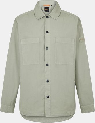 HUGO BOSS Mens Collared Neck Long Sleeve Regular Fit Shirt in Open Green - Size 3XL