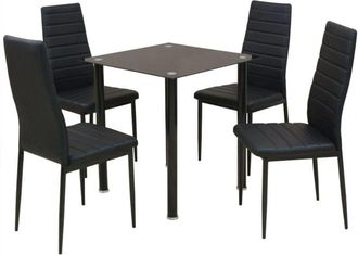 vidaXL Conjunto de mesas y sillas de comedor de cinco piezas negro Vidaxl
