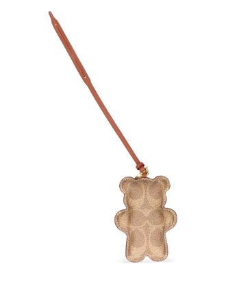 Coach bear patterned keyring - women - Canvas/Calf Leather - One Size - Neutrals
