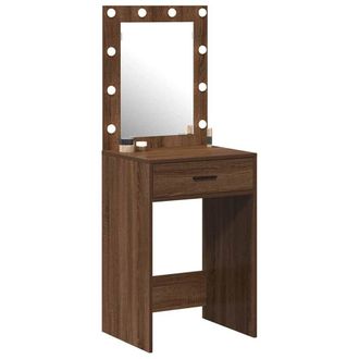 Berkfield Home Modern Dressing Table with LED Lights Brown Oak 50x41x135 cm | Size: 50 x 41 x 135 cm