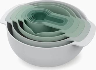 Joseph Joseph Juego De Cocina Nest 9 Plus Editions (sage) De Joseph Joseph 9 Piezas Apilables Con Cuencos, Colador, Colador De Malla Fina Y Tazas Medidoras