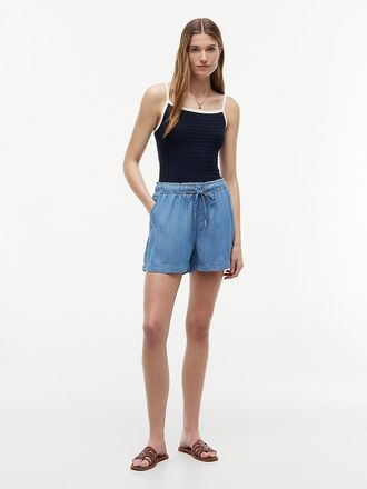 Tommy Hilfiger Womens Lightweight Pull-On Short - Light Wash Chambray - XXS