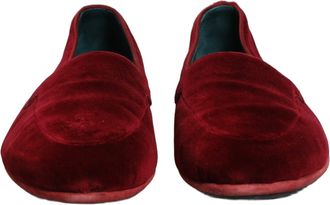 Dolce & Gabbana Mens Velvet Slip-On Loafer Red Leather