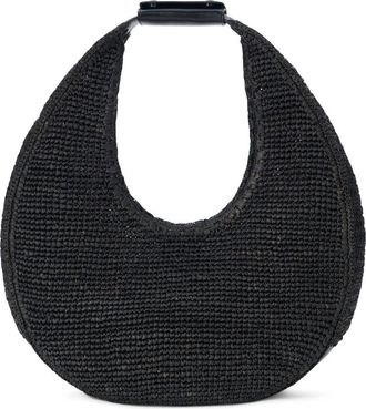 Staud Large Moon Crochet Raffia Tote in Black at Nordstrom