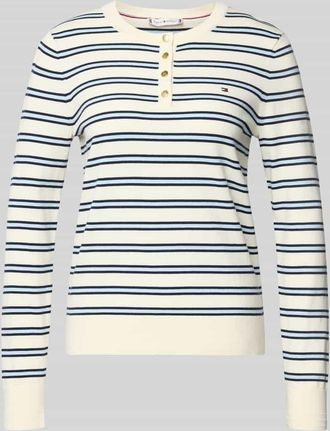 Tommy Hilfiger Regular Fit Langarmshirt aus Baumwoll-Mix in Ecru, Gr&ouml;&szlig;e XL