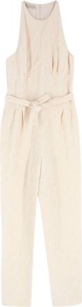 Emilia Wickstead Ivory Jacquard Belted Jumpsuit Size XS