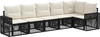 vidaXL Conjunto De Sof&aacute;s De Jard&iacute;n 6 Uds. Negro Y Blanco Crema Vidaxl